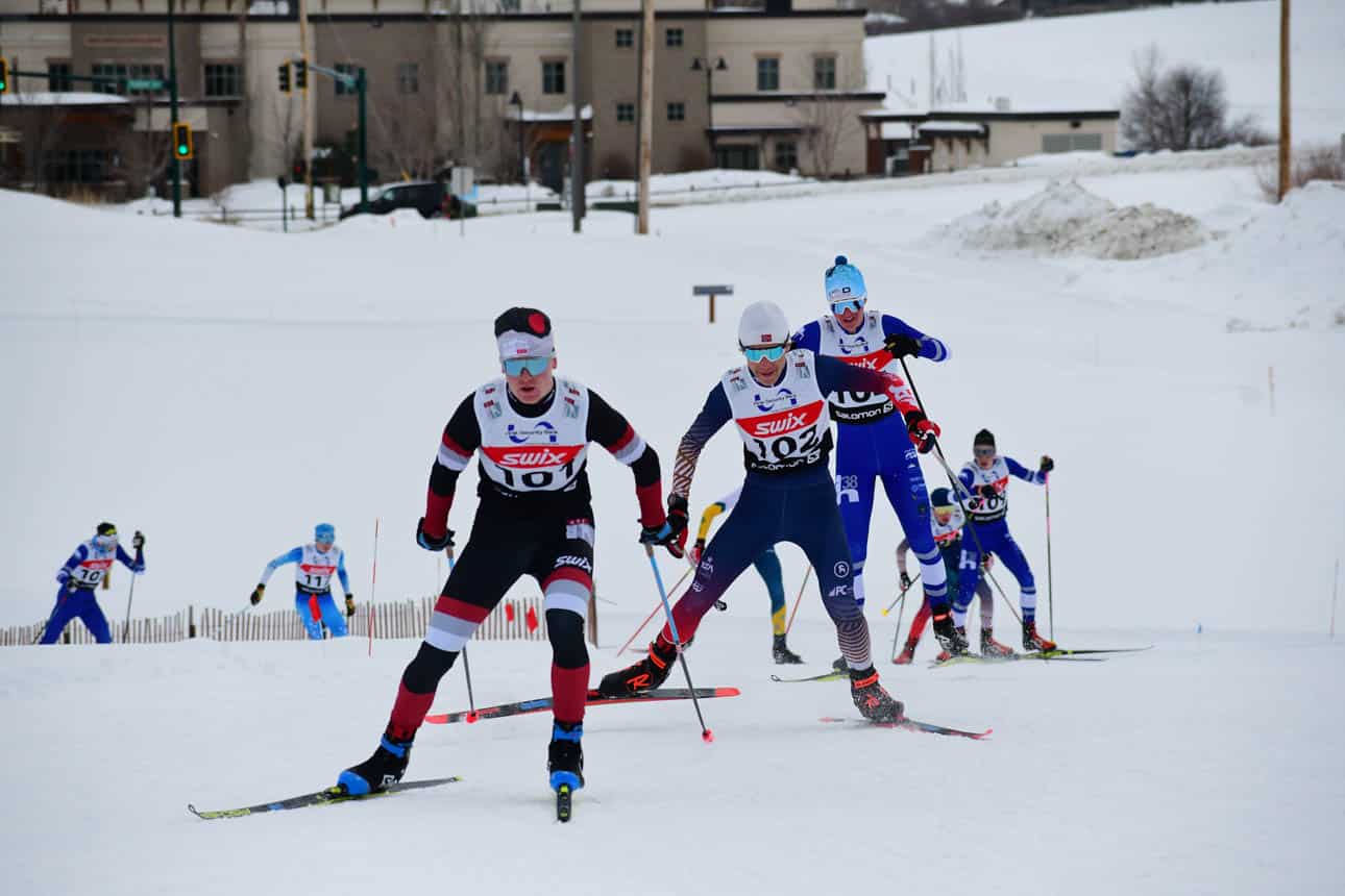 Mens Nordic skate ski race in Bozeman Montana